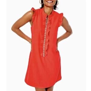 Lilly Pulitzer Adalee Pearl Ruffle Sleeveless Shift Dress Red Sz 14 Preppy